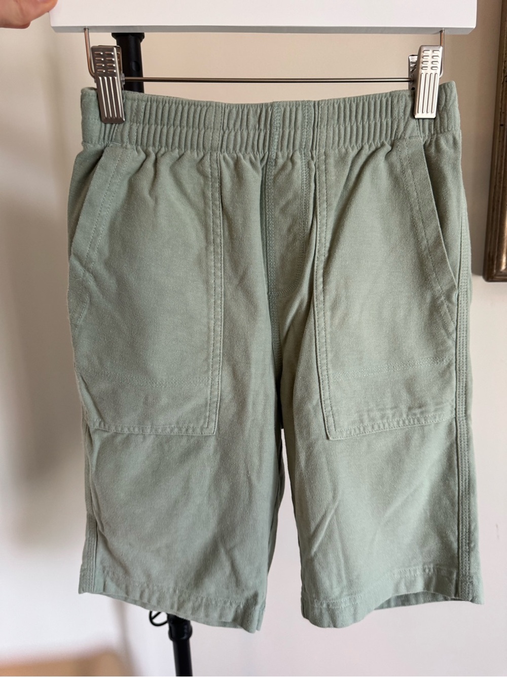 Tea Collection Sage Green Elastic-Waist Kids Shorts